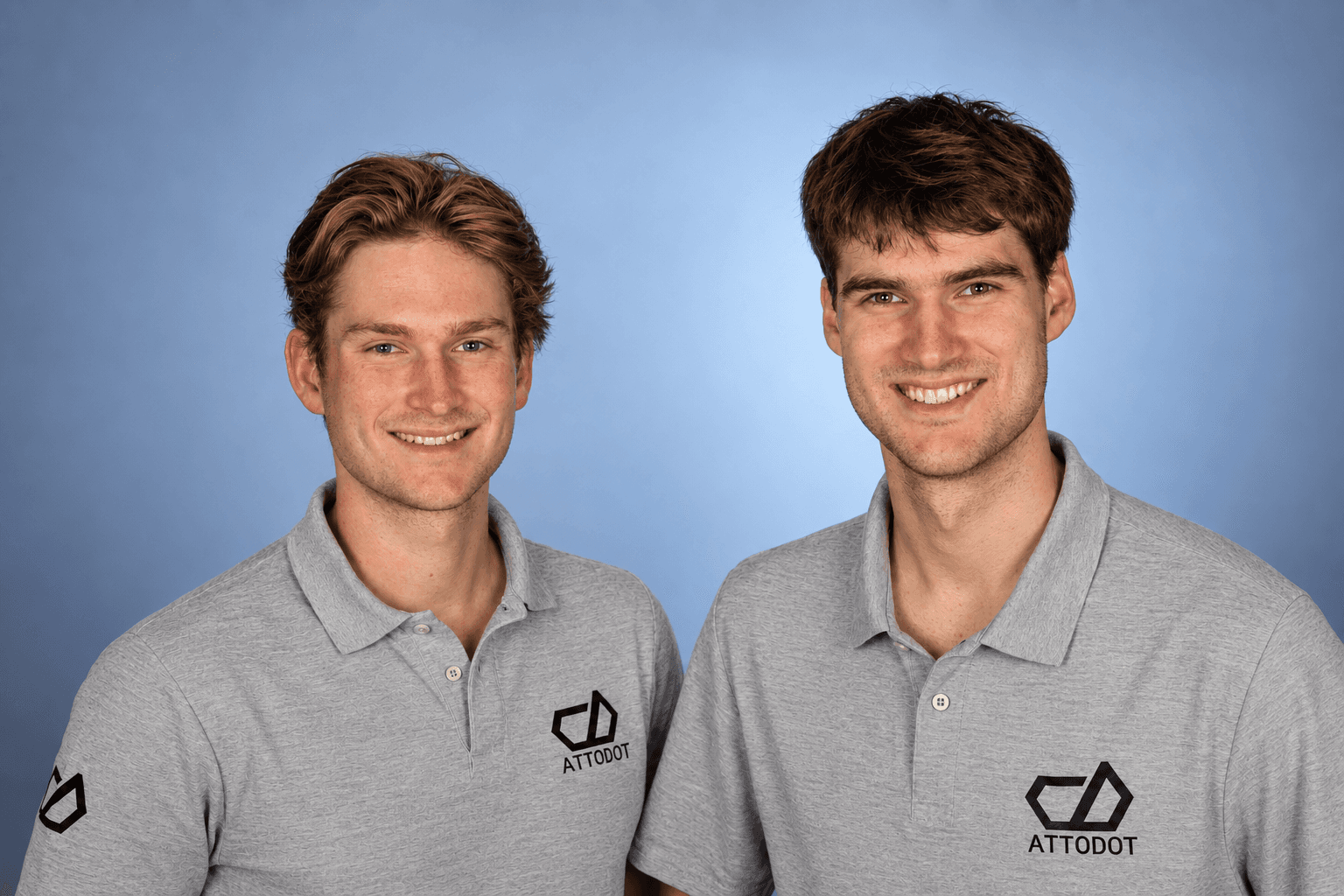 Johannes Aschoff and Robert Aschoff wearing Attodot shirts